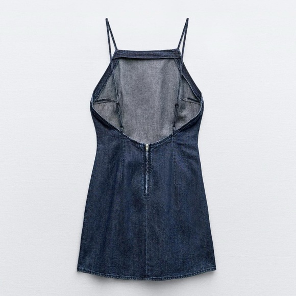 DRAPED TRE DENIM DRESS - Picture 7 of 9